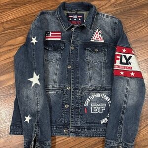 Born Fly * Denim Jacket * Size Medium * Large back print.